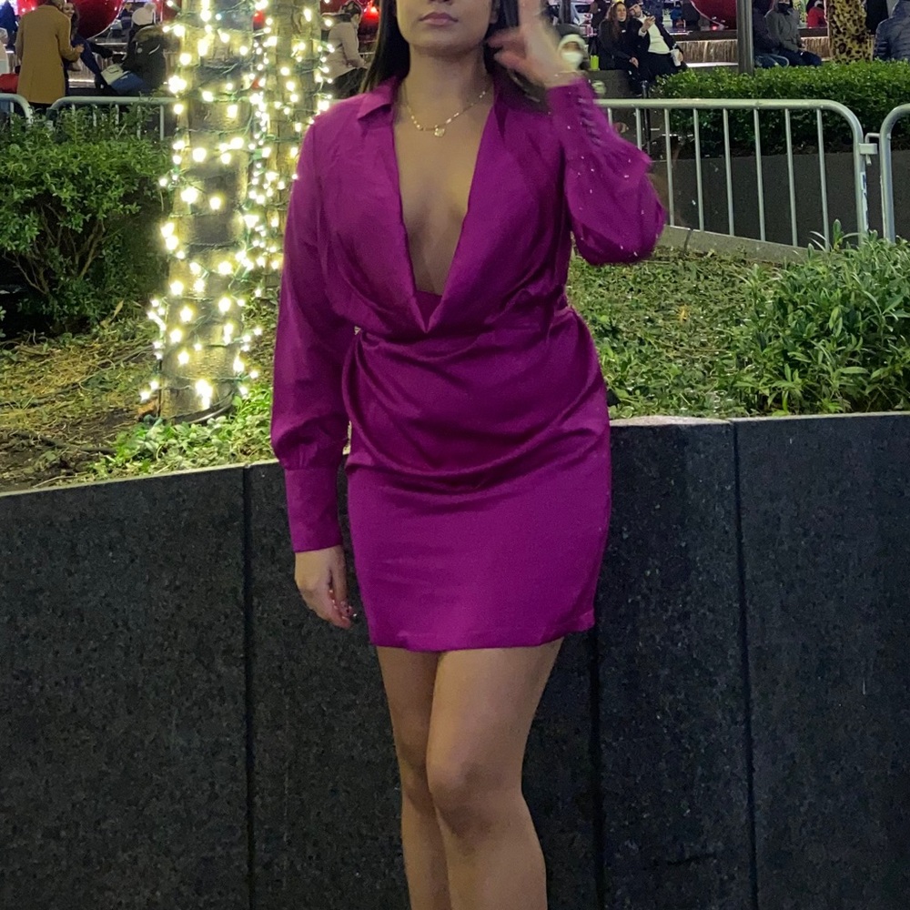 Beautiful Magenta Mini Drape Dress